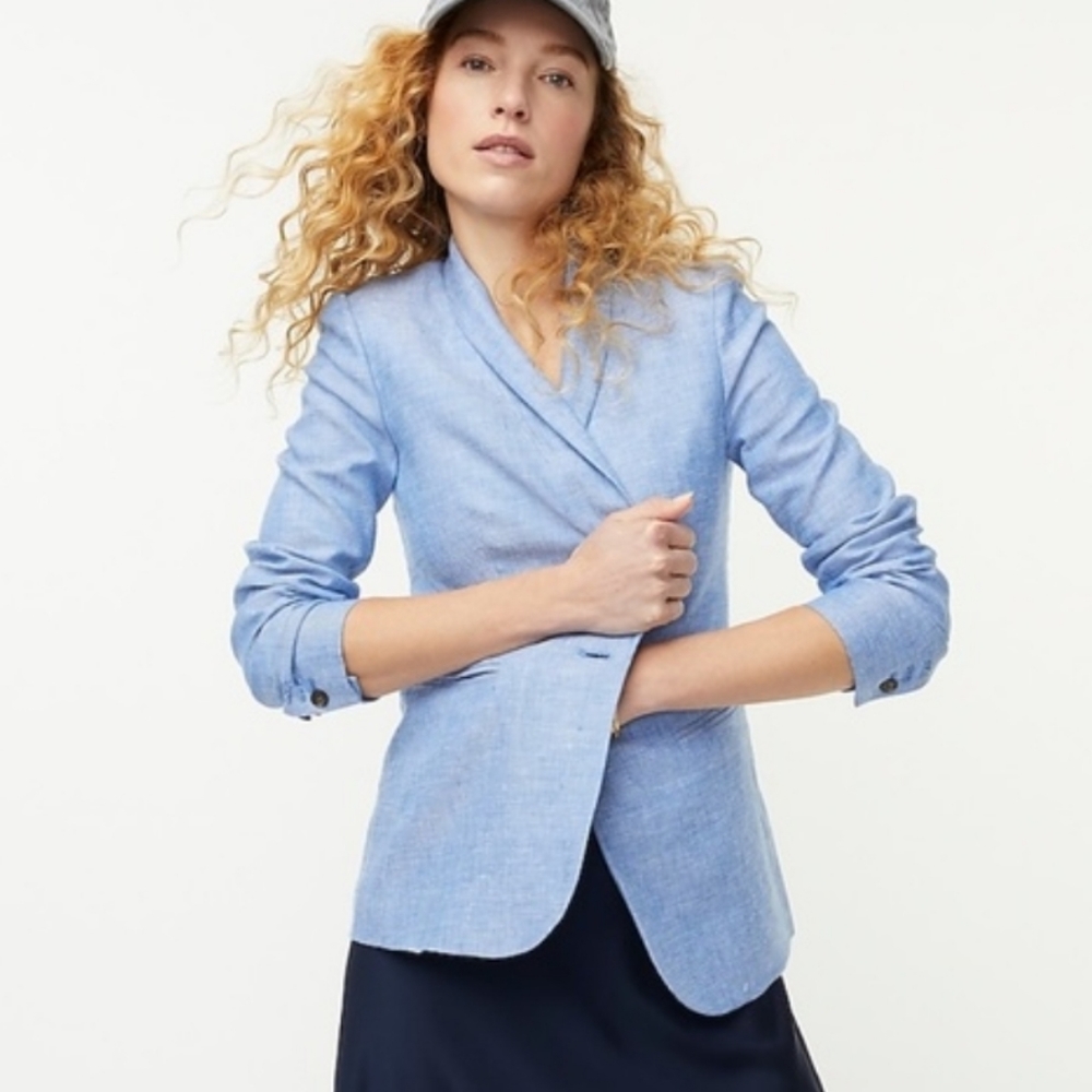 J. CREW New Parke Blazer in Stretch Linen - Atlantic White TALL - Picture 2 of 8